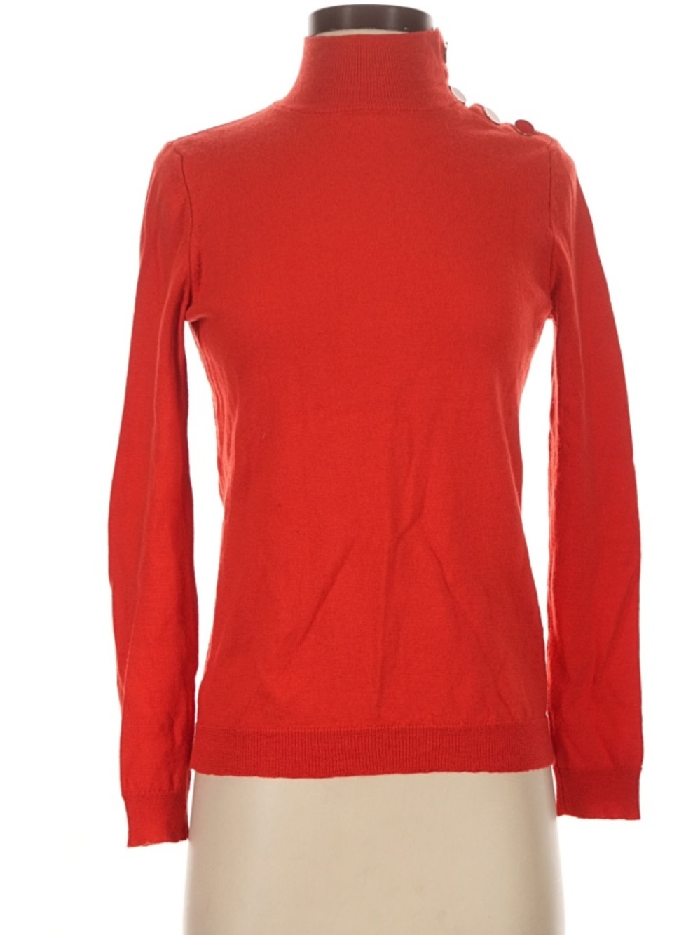 Sezane Jacob Jumper Cherry Red merino Wool Ribbed Fitted Sweater XS - Picture 2 of 7